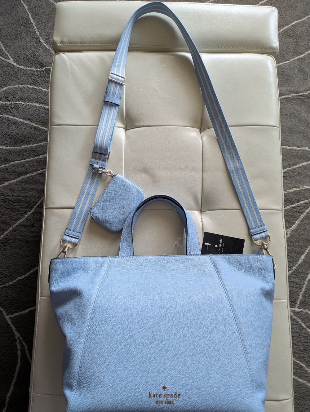 NWT Kate Spade Rosie Peppled Leather Satchel Celeste Blue